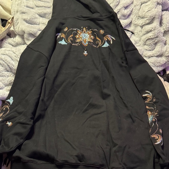 Black Hoodie with Colorful Butterfly Design - Picture 4 of 4
